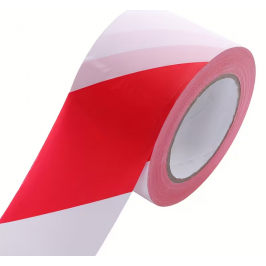 Стрічка сигнальна червоно-біла 72мм 100м